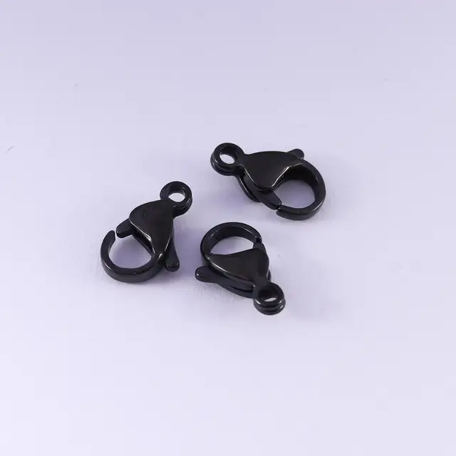 10/12/14/16/18/21mm Silver Gun Black Metal Lobster Clasps Hooks Bracelet End Connectors For Jewelry Making DIY Necklace Buckle black