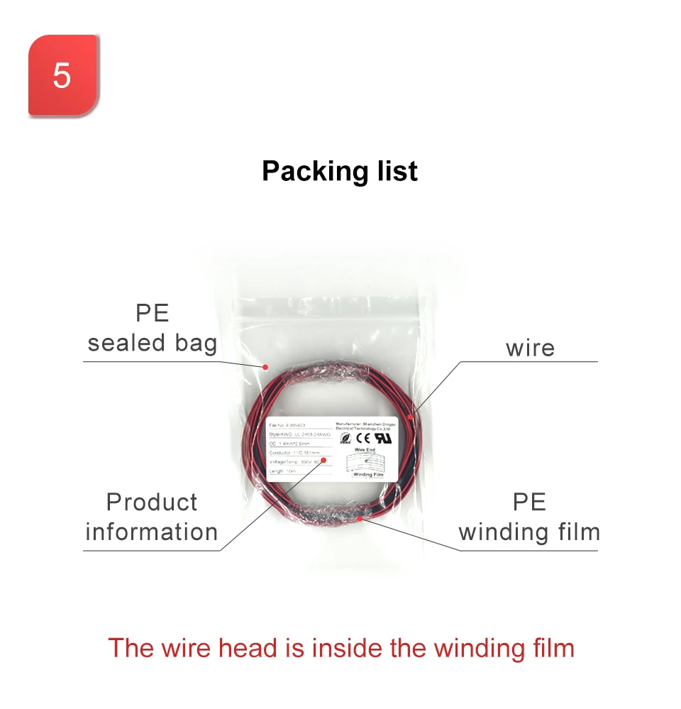 Description Picture 6 of item1m/5m Electrical wire 2 Pin Insulated PVC UL2468 LED Strip Cable SM JST Speaker Audio solar panel Extension Cable For Lamp Bulb