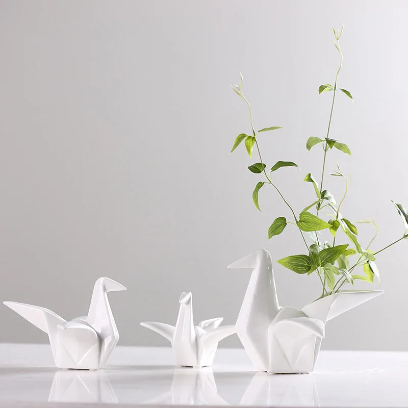 

Nordic Modern Abstract Ceramic Origami Statue Craft Desktop Decor Ornament Animal Figurine Sculpture For Home Decorations Gifts