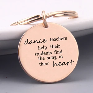Выгравированные учителя танцев помочь студентам найти песенку в сердце брелок учитель благодарные подарки брелок подарок на День учителя - Цвет: Rose Gold