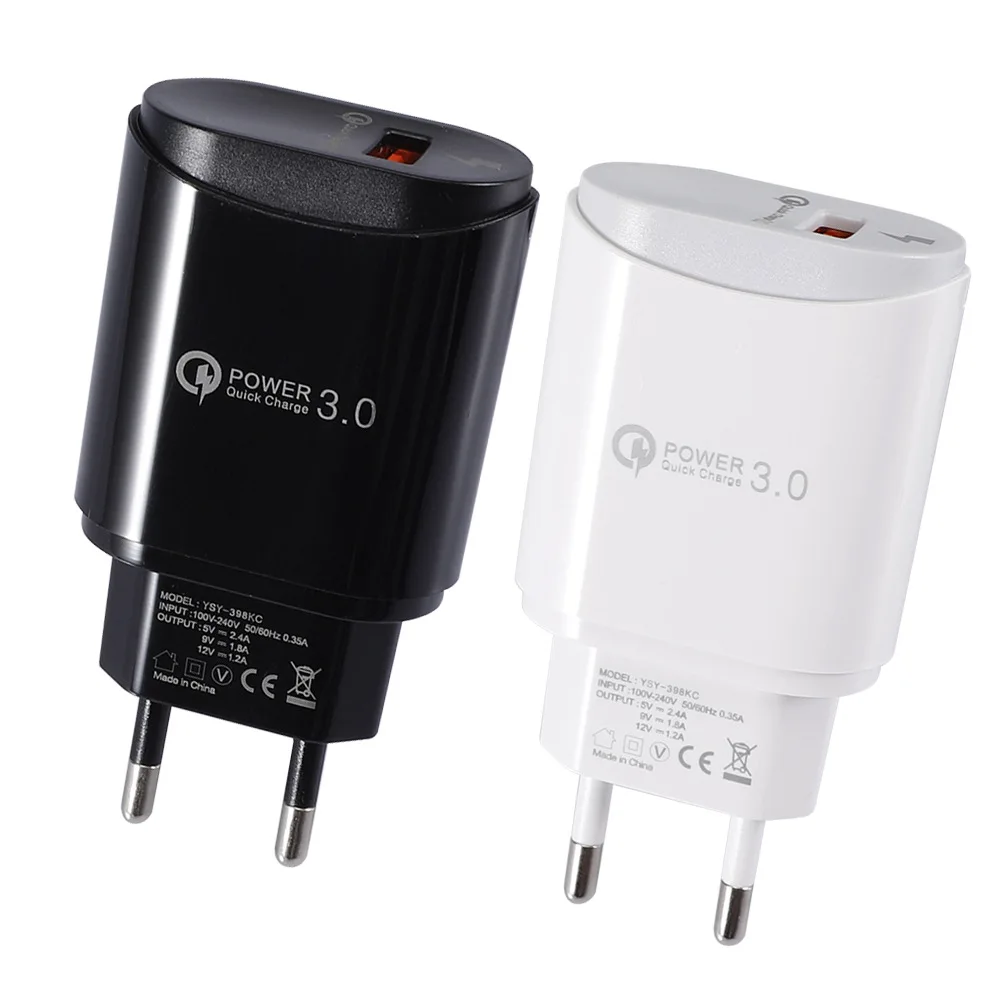 

Quick Charge 3.0 Universal 1USB EU Plug Adapter Wall Mobile Phone Charger for IPhone Xiaomi Samsung Tablet QC3.0 Fast Charging