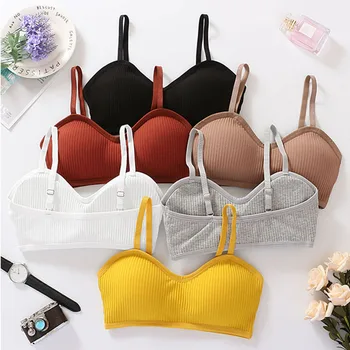 

Seamless Bras Women Wire Free Sexy Comfortable Beauty Back Underwear Solid Color Sweet Lovely Thread Gathered Bra