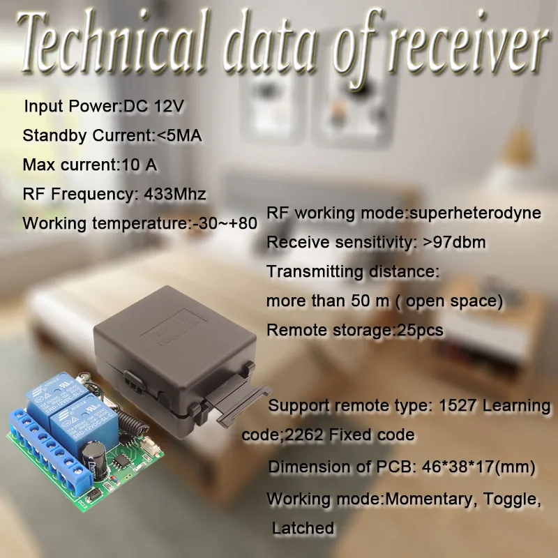 HF 433MHz Funk fernbedienung schalter DC 12V 4-Kanal-Relaisempfängermodul  HF-Sender für Lüfter lichtsc halter Garagentor - AliExpress