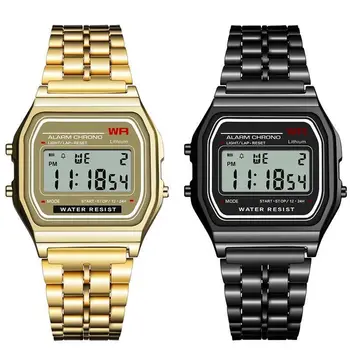 Montre Homme 남성용 F-91W 스틸 스트랩 시계, LED 디지털 스포츠 밀리터리 시계, 전자 여성 손목 시계, Zegarek Damski, 신제품