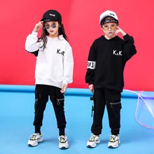 Детская модная одежда в стиле хип-хоп; толстовка с капюшоном; рубашка; Топ; пуловер; повседневные штаны для бега для девочек и мальчиков; костюмы для джазовых танцев; одежда