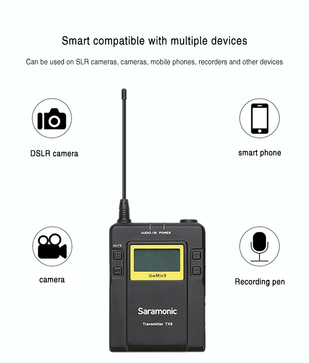 Saramonic UwMic9 (RX9+TX9) Broadcast UHF Wireless Lavalier