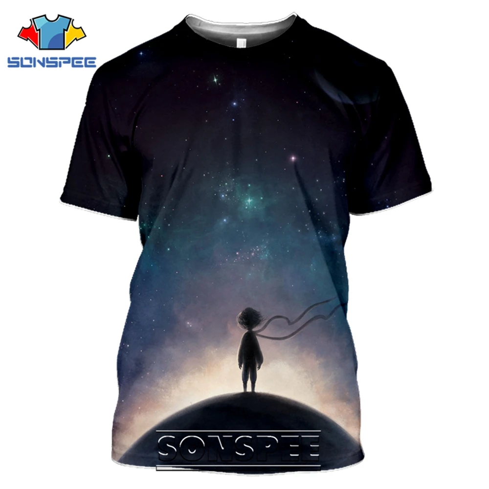SONSPEE T-shirts The Little Prince 3D Print Men Women Funny Casual Hip Hop Streetwear Cartoon Movie Rose Tees Tops Shirt (8)