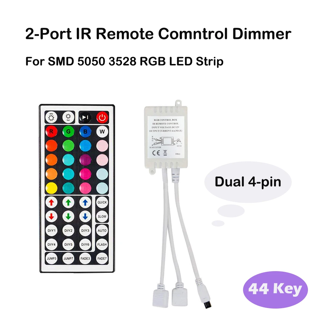 New 24/44 Key IR Remote Controller For RGB 3528 5050 LED Light Strip Two outputs 