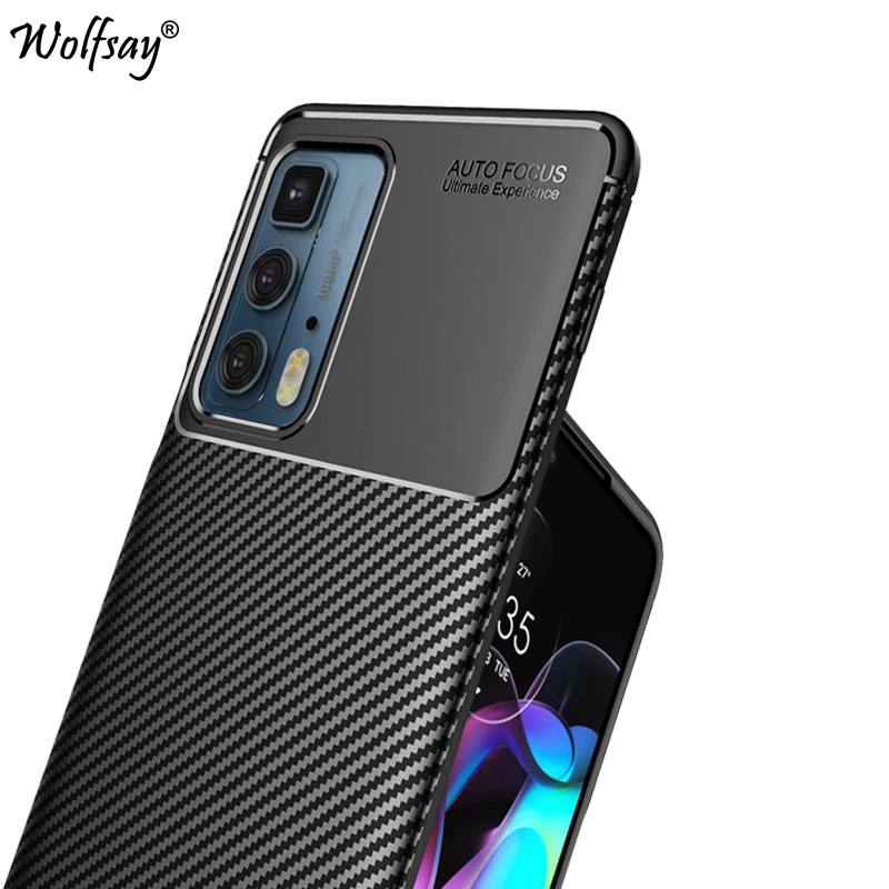 For Motorola Edge 20 Pro Case Bumper Antiknock Silicone Carbon Fiber