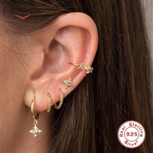 925 пробы серебряные геометрические серьги-кольца для женщин ins круглые золотые серебряные маленькие серьги модные ювелирные изделия