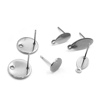 

8/10/12mm oval Stainless Steel Earring Stud Ear Post Nails Flat Earring Pad Base Posts Diy Earring Jewelry Findings makings
