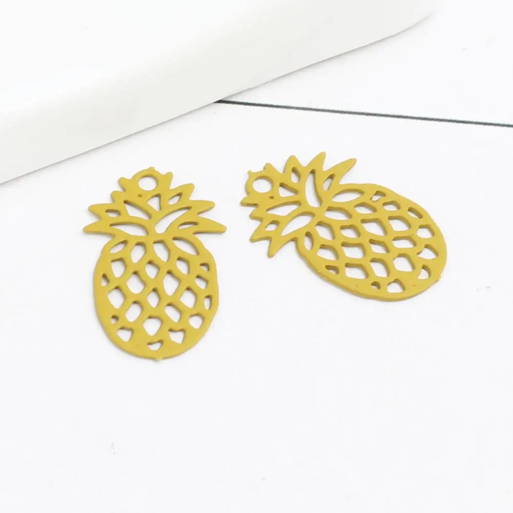 DoreenBeads модные медные Подвески кулон серебристого цвета ананас/ананас фруктовое Филигранное тиснение DIY фурнитура 15 мм x 9 мм, 50 шт