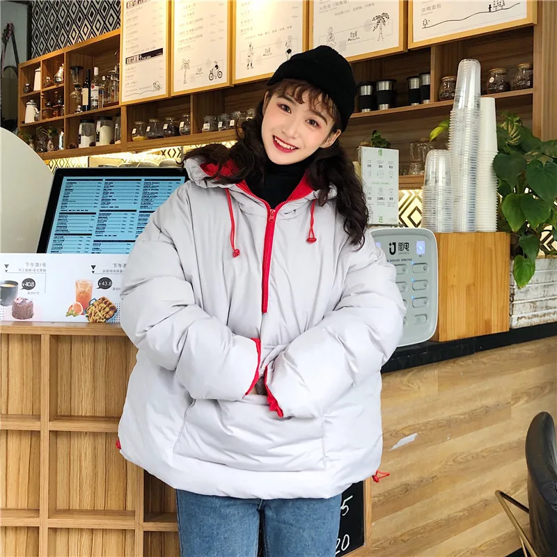 Woherb японский каваи Harajuku девушки зима более размер d парка с капюшоном женские ватные куртки плюс размер пуловер стеганые пальто