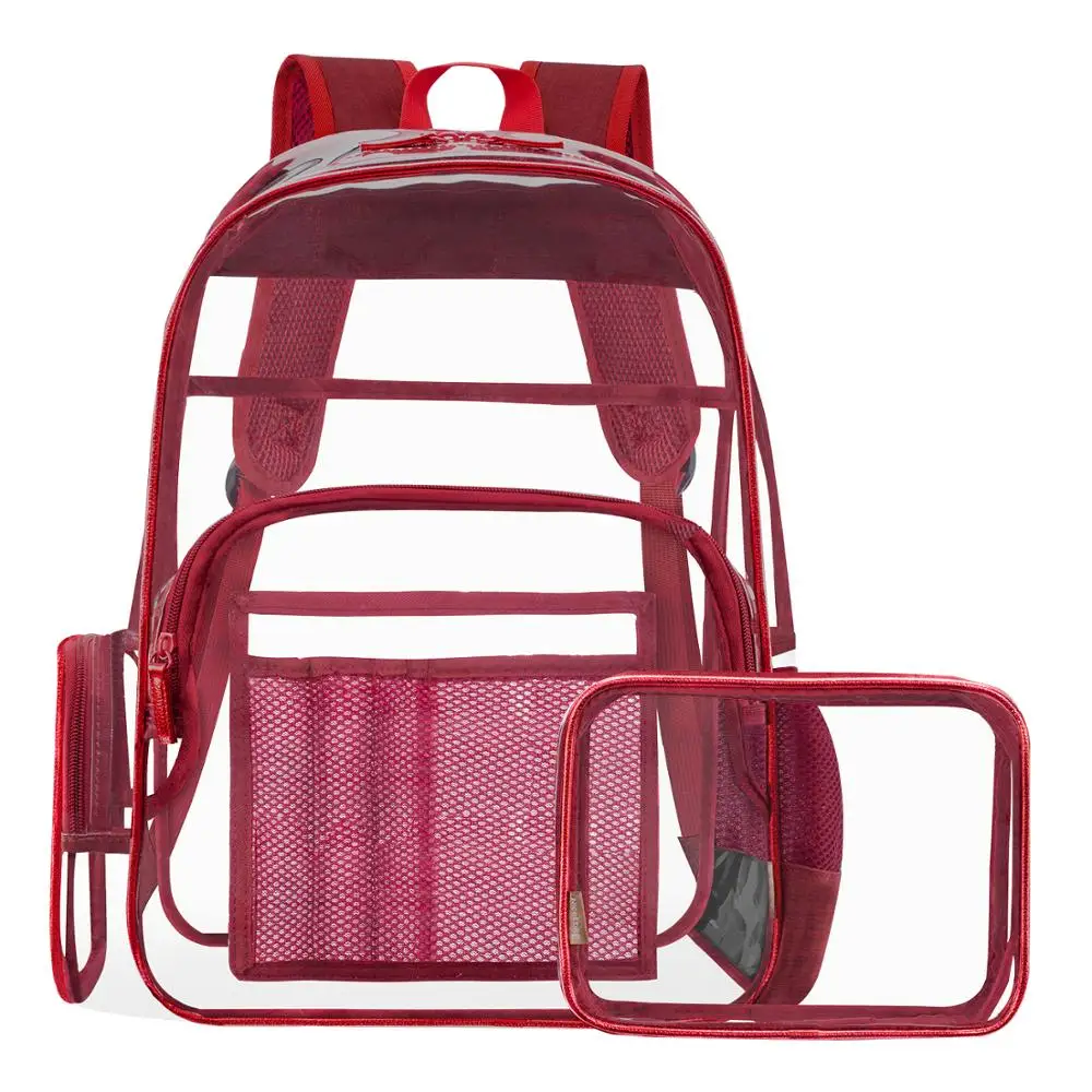 

2 in 1 Clear Backpack with Pencil Case Transparent PVC School Bookbag Large Capacity Laptop Rucksack for Women Girl High Quality