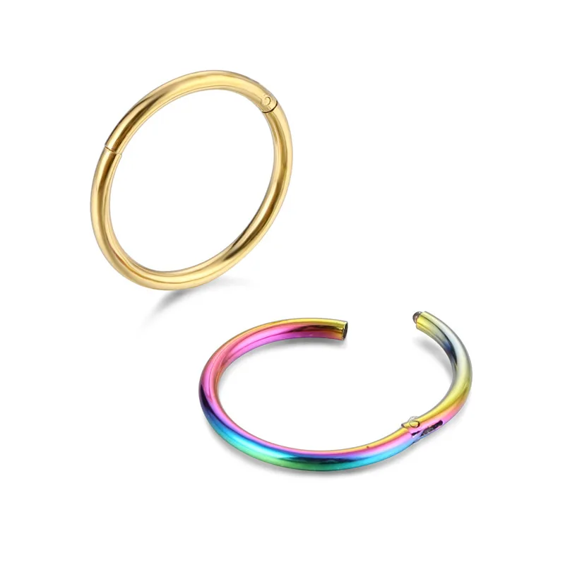 1Piece 16G/18G Surgical Steel Small Nose Rings Mixed Color Body Clips Hoop Earrings For Women Men Cartilage Piercing Jewelry