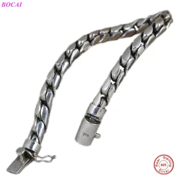 

BOCAI S925 sterling silver bracelet for men retro 925 silver jewelry simple Bracelet 2020 newe men's Thai Silver Bracelet