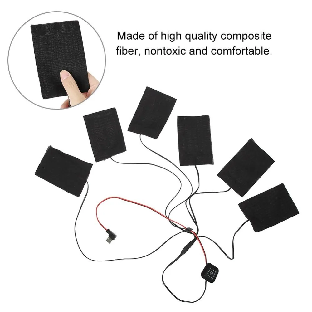 Три температурных регулирования-шесть нагревательных пленок для одежды, жилет, нижнее белье, теплоизоляционная ткань, зимняя нагревательная пленка