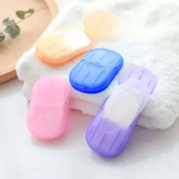 

20pcs Disposable Hand Washing Tablet Travel Carry Toilet Soap Paper Washing Hand Bath Clean Scented Slice Sheets Boxes Soap Hot