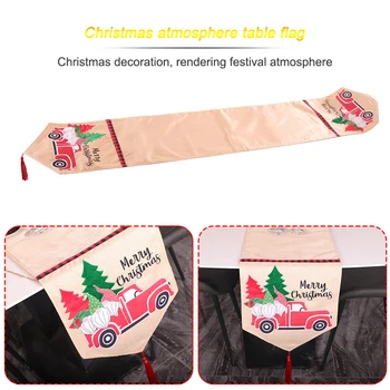 

Santa Claus Car Tassel Placemats Christmas Reusable Linen Dining Table Mat