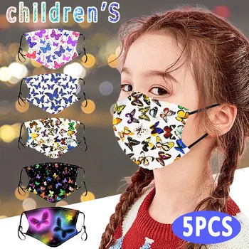 

5pcs Adjustable Christmas Print Face Mask For Kids Children Cloth Mask for face Designer Protection Kids Mask Style mascherine