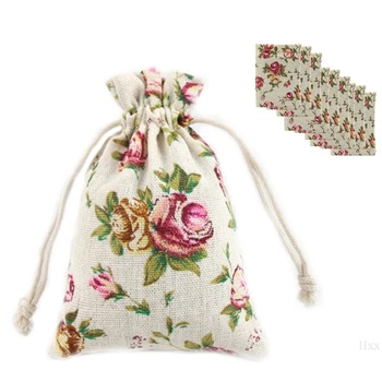

New 30 Pack Rose Drawstring Bags Burlap Flower Pouch Bags Gift Bags