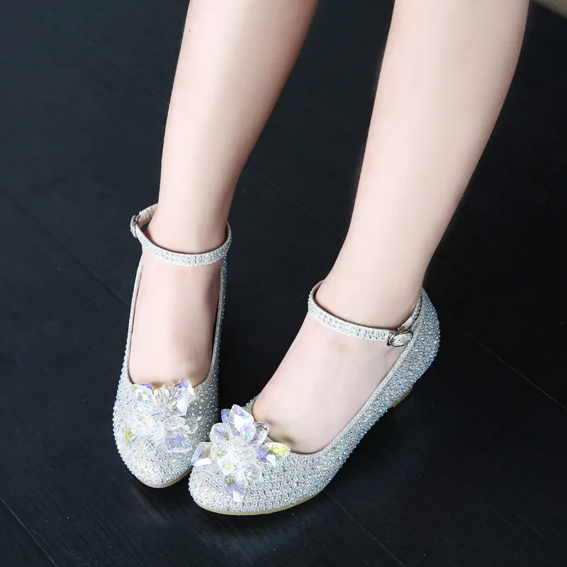 Princess Girls Party Sandals Sequins High Heels Peep Toe crystal Kids dress Shoes girls shoes girls sandals girls high heel shoes