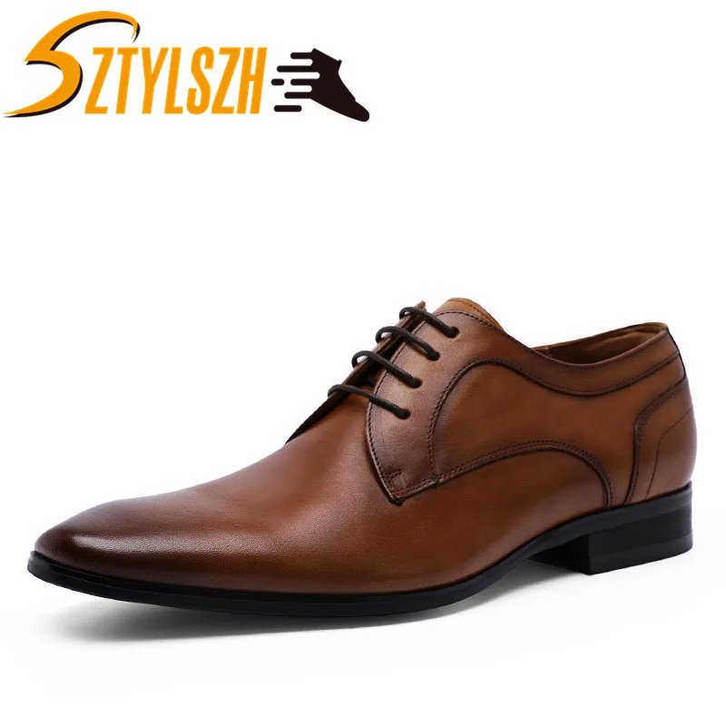 

2019 Fashion Business Dress Men Shoes Classic Leather Men's Suits Shoes Fashion Slip On Dress Shoes Men Oxfords Zapatos Hombre