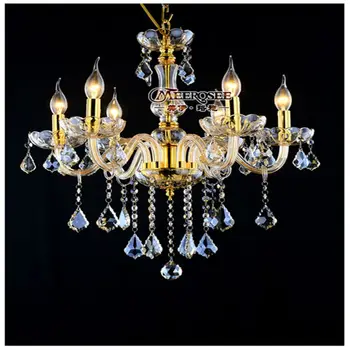 

Vintage Black/Champagne Chandelier With K9 Crystal Hanging Light Classic Glass Arm Chandelier of Living MDS01 L6