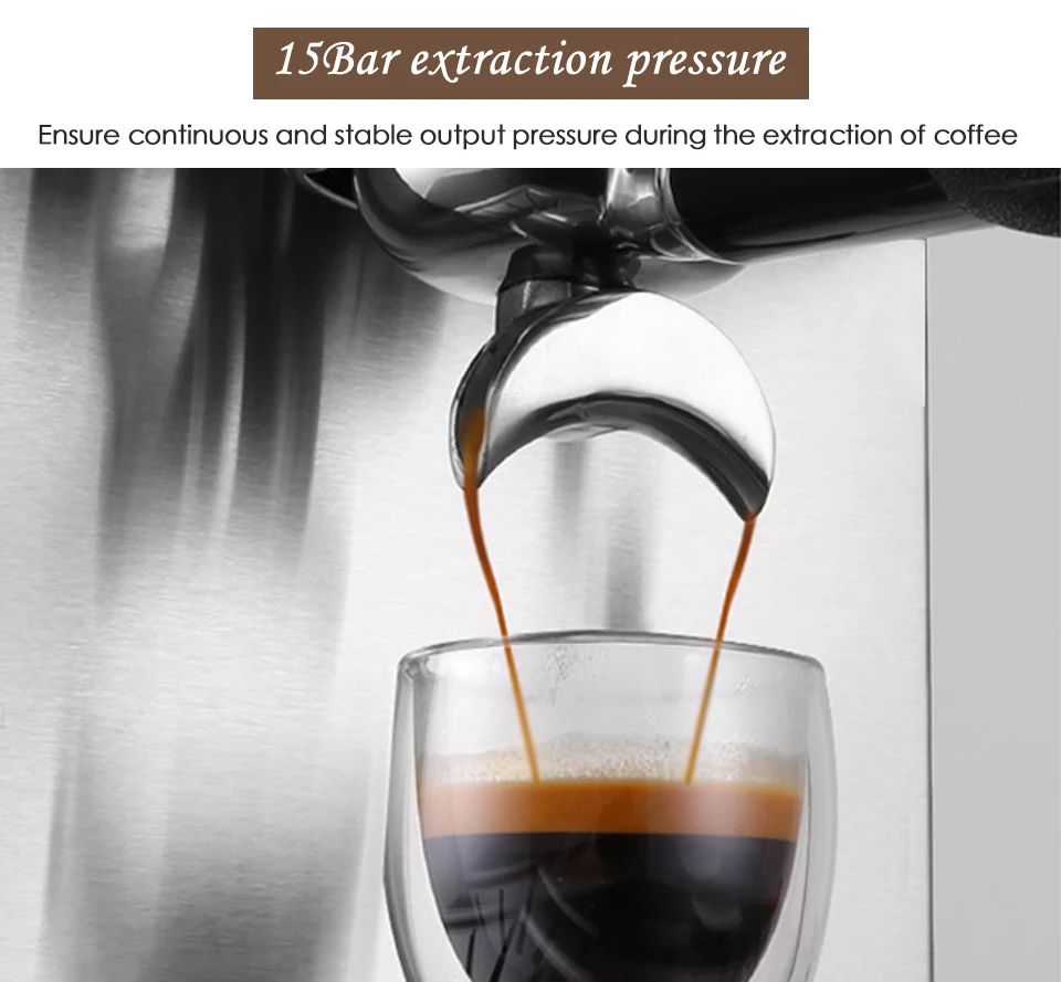 Xeoleo кофеварка эспрессо из нержавеющей стали автоматическая кофеварка 15 бар насос эспрессо машина давление эспрессо кофе