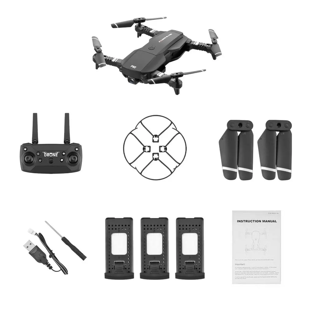 

F62 2.4G WIFI 0.3MP/4K 16MP HD Wide Angle Camera RC Drone Optical Flow Gesture Control Smart Follow RC Helicopter Drone Model