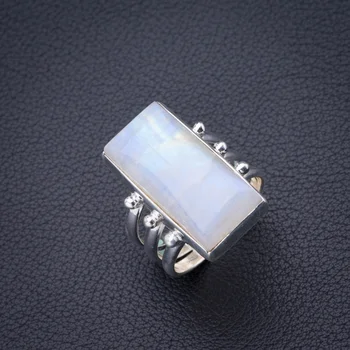 

StarGems Natural Rainbow Moonstone Handmade 925 Sterling Silver Ring 9 D4144