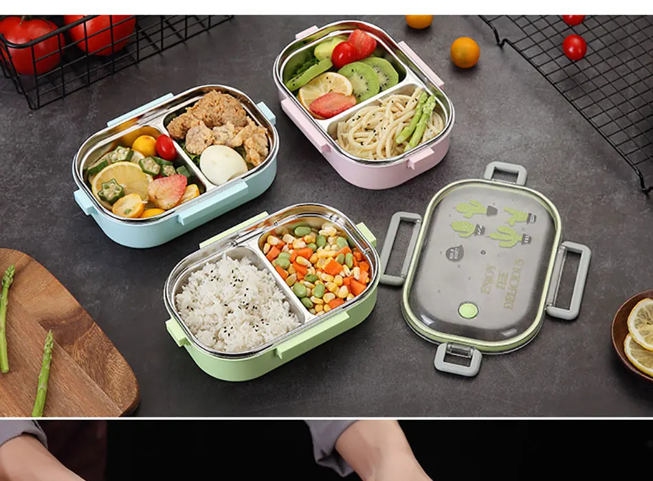 Ланч-бокс из нержавеющей стали с отсеком Ланч-бокс Bento коробки для детей, контейнер для еды, портативная японская посуда