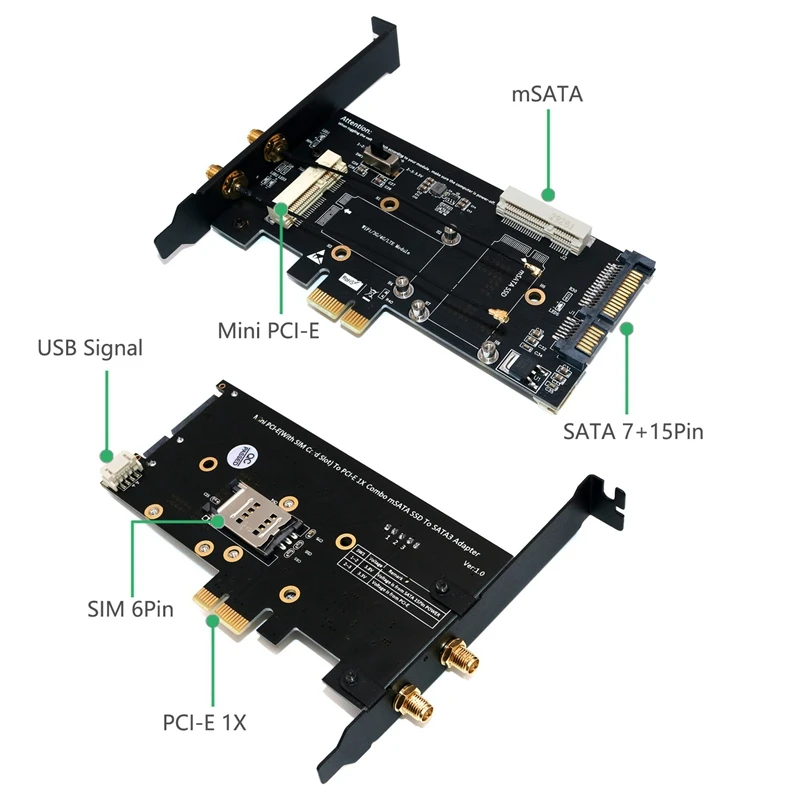 Mini PCI-E/MSATA SSD для PCI-E и SATA 2,5 адаптер со слотом для sim-карты для WiFi/3g/4G/LTE/Msata SSD