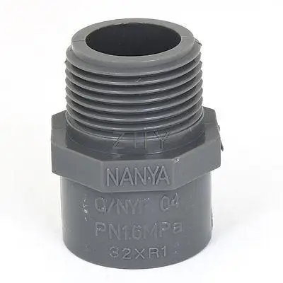 

32mm Male Thread PVC Straight Pipe Tube Adapter Connector Replacement Gray