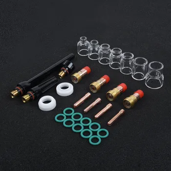

30x TIG Welding Torch Stubby Gas Lens 4-12# Pyrex Glass Cup Kits For WP-17/18/26