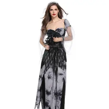 

Fashion Women Halloween Dresses Costume Halloween Vampire Bride Costumes Masquerade Cosplay Club Party Ghost Bride Dress