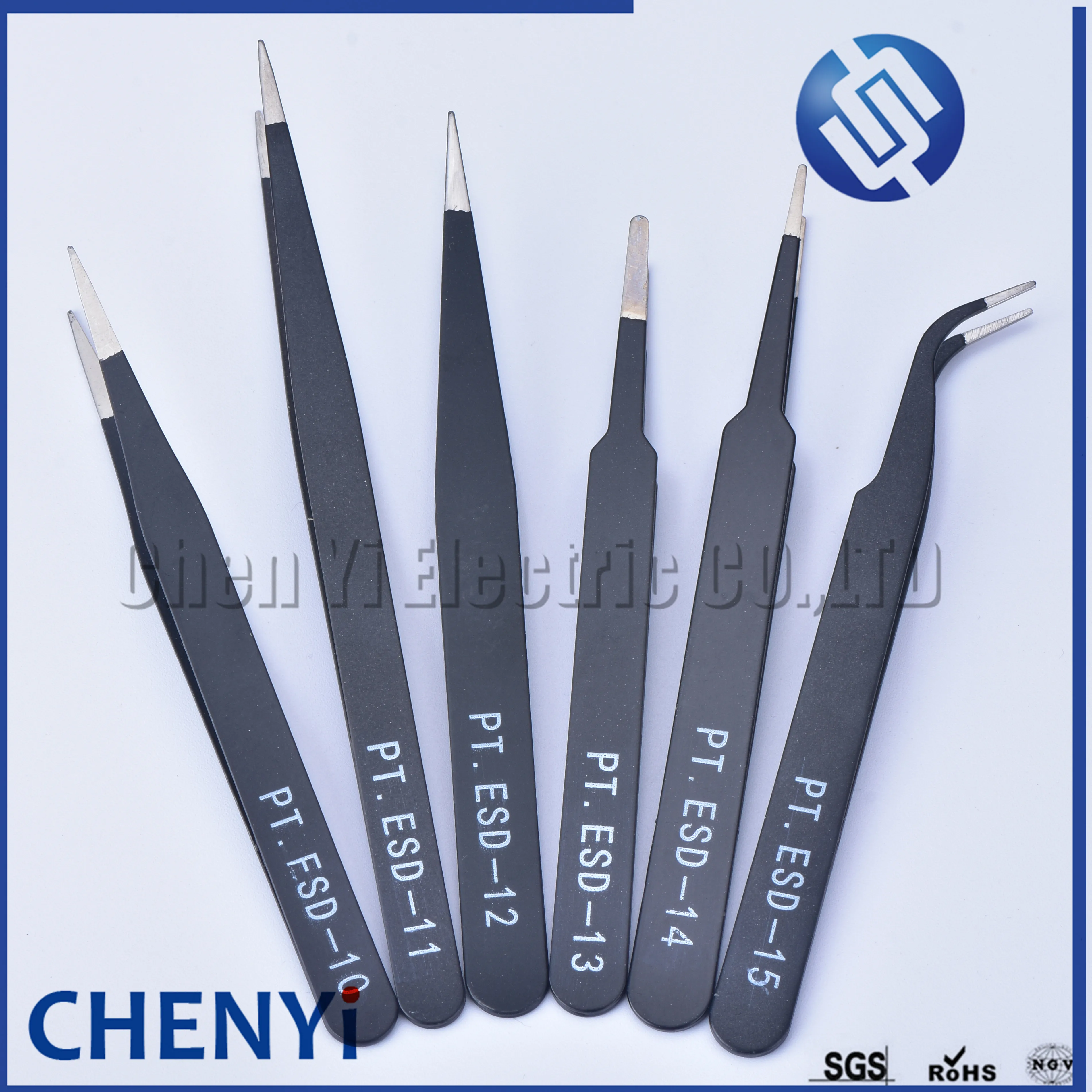 

1/6 PCS Anti-static ESD Stainless Steel Tweezers Maintenance Tools Industrial Precision Curved Straight Tweezers Repair Tools