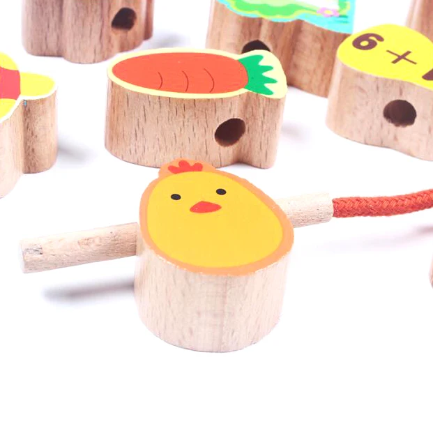 Детские деревянные игрушки DIY игрушка мультфильм фрукты животное нанизывание деревянные бусины игрушка Monterssori развивающие для детей GYH