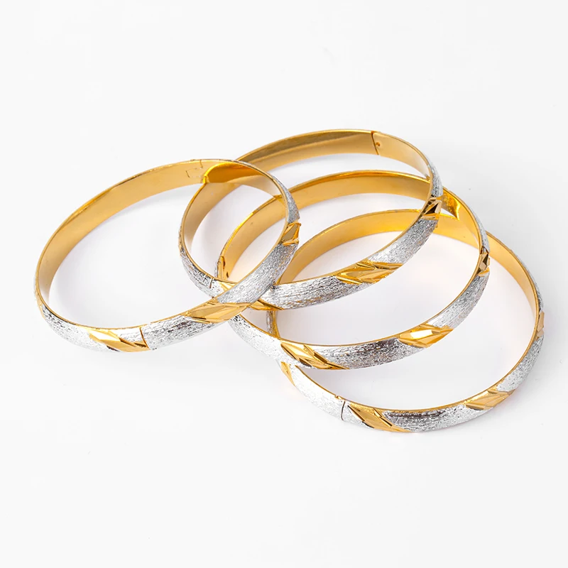 4 шт./лот золотистые и Серебристые браслеты двухцветный Дубайский браслет для