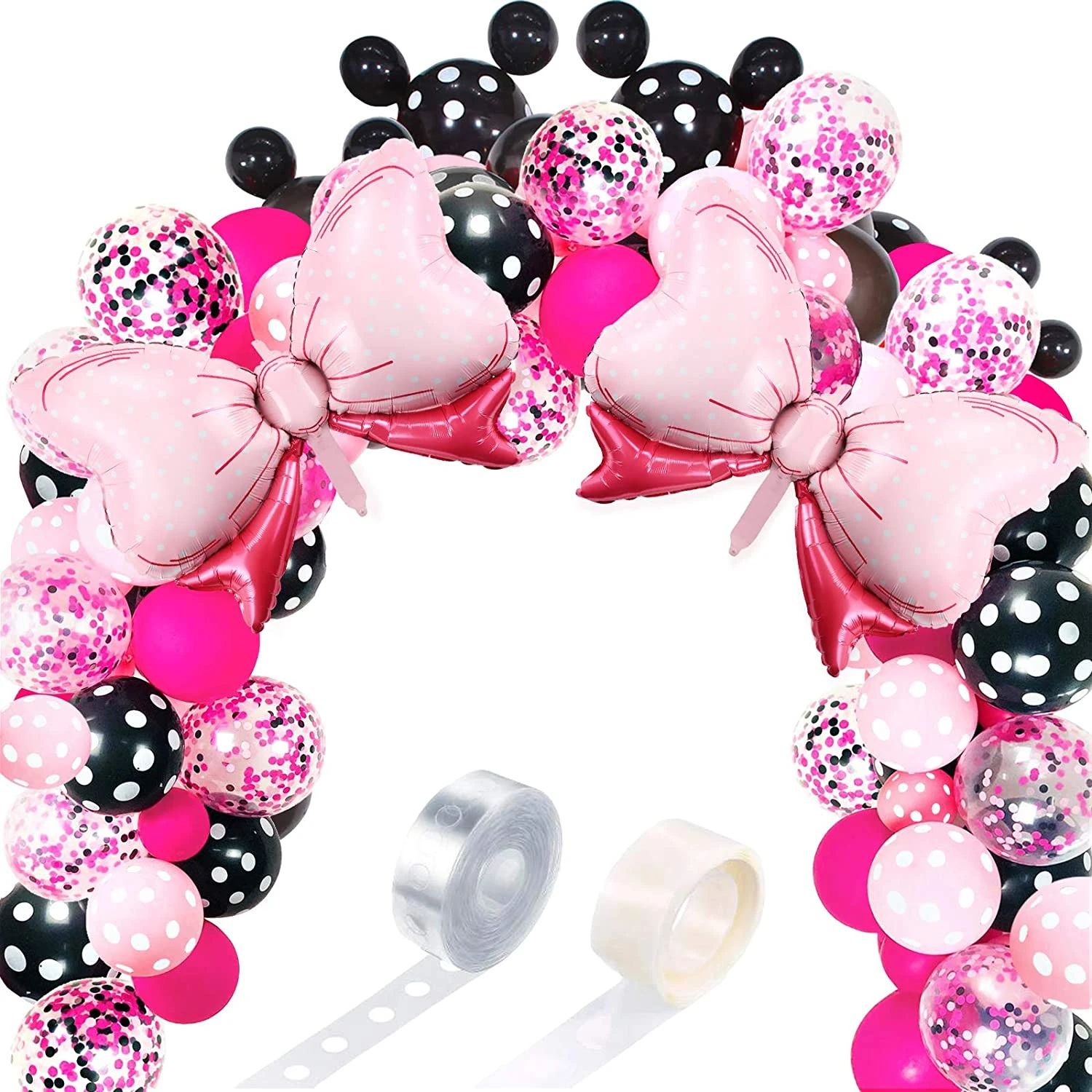 Kit de arco de globos de Minnie Mouse para niñas, globos de látex de  lunares negros y rosas para fiestas, Baby Shower, Decoración de cumpleaños  y boda, 119 Uds.|Globos y accesorios| -