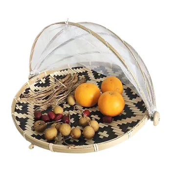 

Anti-insect Dustproof Basket Fruit Vegetable Tray Mesh Drying Dustpan Food Storage Basket Outdoor Picnic Basket With food Cover