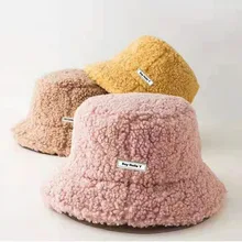 Женская панама, Плюшевые Теплые Мягкие Шапки для рыбаков, модные зимние шапки из искусственного меха ягненка, Панама для женщин и девушек, одноцветные уличные шапки для рыбалки