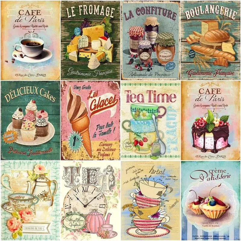 

CHENISTORY Paint By Number Food Poster Landscape Drawing On Canvas Handpainted Art Gift Diy Bread Coffee Painting Kits Home Deco