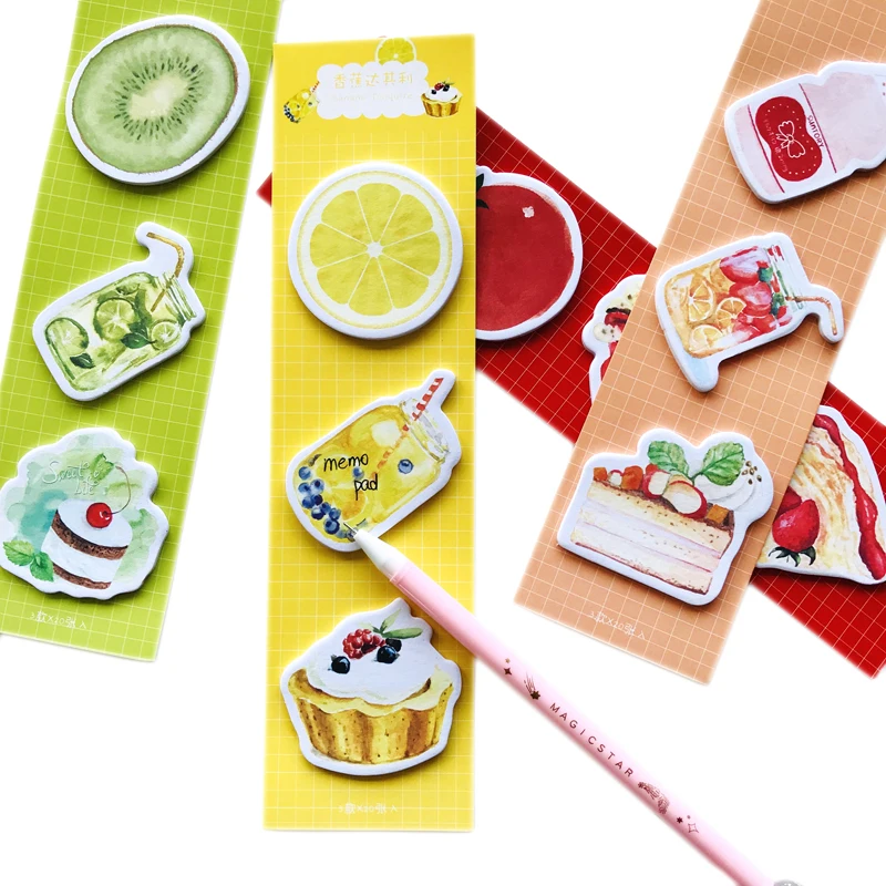 

60 Sheets 3 Designs Sweet Fruit and Drinks Portable Planner Memo Pad Sticky Notes School Office Supply Kids Gift