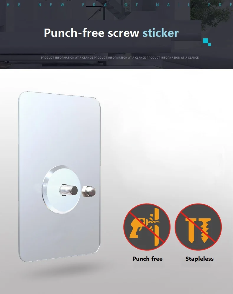 

Strong Adhesive Load Bearing Seamless Screw Wall Hook Free Punching Nailless Mounting Bracket Paste Screw Hook