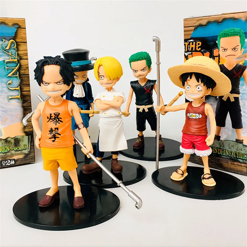 One Piece Luffy Sanji Zoro Sabo Ace Kid Child Ver Pvc Action Figure Op Cute Collectible Model Toy 12cm Action Figures Aliexpress