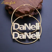 Custom Name Earrings Personality Zircon Crystal Hoop Earrings For Women Gold Earrings Gifts
