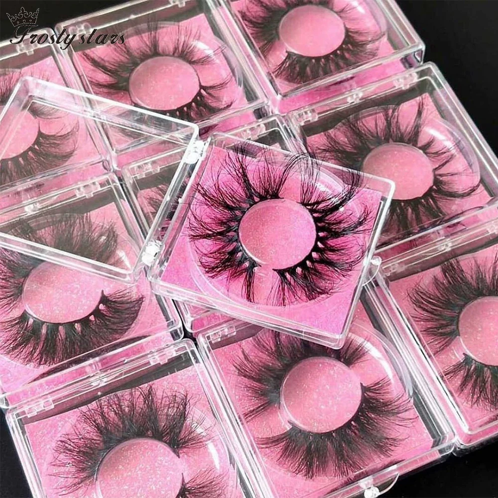 

Fluffy Lashes Mink Wispy 25mm Fake Eyelashes Bulk Dramatic Long False Eyelashes Box Reusable 5D Thick Lashes Wholesale