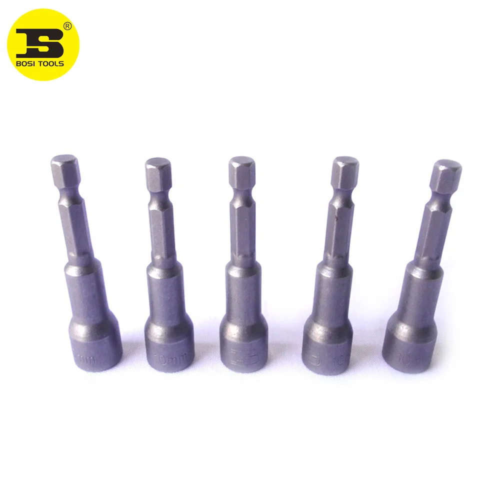 BOSI 1/4" Hex Shank Power Nut Setters 5PC/Pack 10mm/L65mmnuts