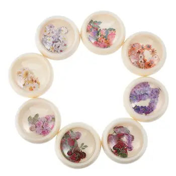 

8 Boxes Daisies Nail Sticker Dried Flowers Nail Decals Creative Nail Art Decor